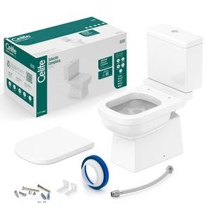 Kit Elite Bacia+Caixa Acoplada+Assento+Itens de Instalação Branco Celite