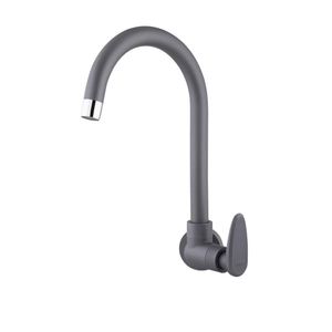 Torneira De Parede Para Cozinha Bica Móvel 1/4 Allure Décore Cinza Fosco Viqua