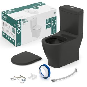 Kit Slim Bacia + Caixa Acoplada + Assento + Itens de Instalação Onix Celite