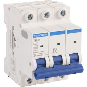 Disjuntor Triplo Curva C 32A 3P TDJ3 3 3KA Tramontina Elétrica