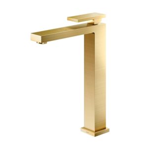 Torneira de Mesa para Banheiro Bica Alta New Edge Ouro Escovado Docol