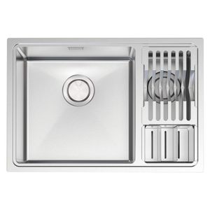Cuba 66x46cm Design Collection Quadrum em Aço Inox com Acabamento Scotch Brite com 2 Cubas Tramontina