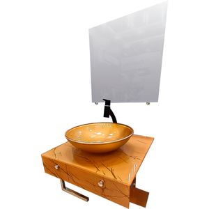 Gabinete 47x53cm Vidro Ipanema Ouro Pettra