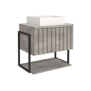 Armário Frisê 60cm Metalon MDF Cimento Mgm
