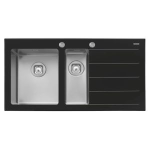Cuba Dupla De Sobrepor 100X52 Vidro Temperado Com Válvula Aço Inox Tramontina