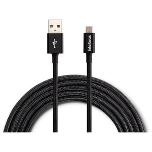 Cabo 1,5m Micro USB Preto Nylon Intelbras