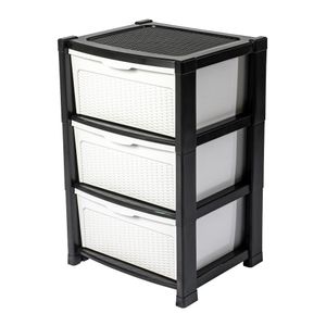 Gaveteiro com 3 Gavetas Rattan Branco Topplast