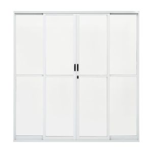 Porta de Correr 4 Folhas de Alumínio Branco Vidro Liso 210x200cm Quality