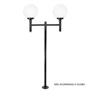 Poste de Jardim Alumínio para 2 Globos Preto JN Indústria