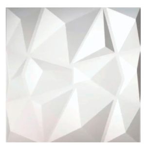 Painel 3D 50x50 Diamante Branco Fosco 8 Peças Mebuki