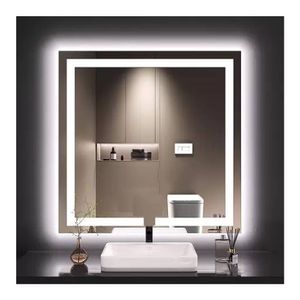 Espelho Quadrado Jateado Com Led 50cm Mglass