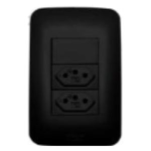Conjunto de 1 Interruptor Simples + 2 Tomada 10A 250V Black Romazi
