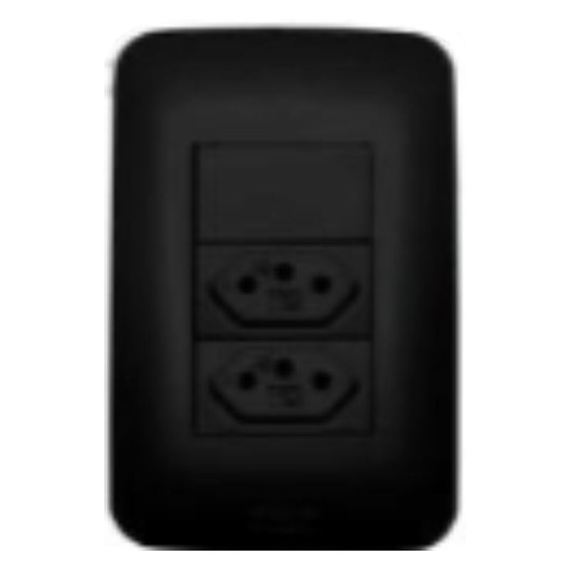 conjunto-de-1-interruptor-simples---2-tomada-10A-250V-black-romazi