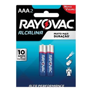 Pilha Alcalina Palito AAA 2 Unidades Rayovac