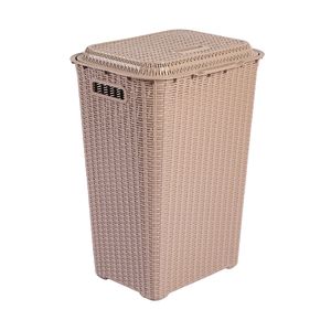 Cesto com Tampa 60 litros Rattan Rosa Topplast