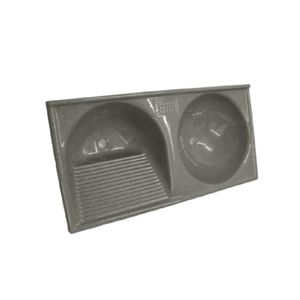 Tanque Duplo 102X50cm Mármore Cinza Real Decoralita