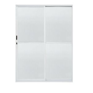 Porta de Correr Balcão 210x160cm Home Vidro Canelado Branco Quality Esquadria