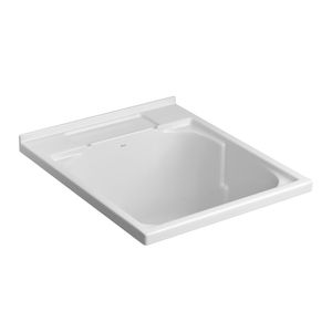 Tanque 45 Litros Multiuso de Sobrepor Retangular com Mesa + Esfregador Madeira Branco Gelo Deca