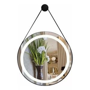 Espelho Redondo Jateado com Led e Alça 50cm Mglass