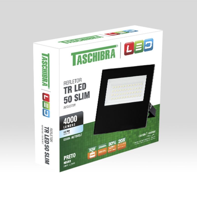 Refletor-TR-Led-Slim-50W-Preto-6500K-Branca-Taschibra