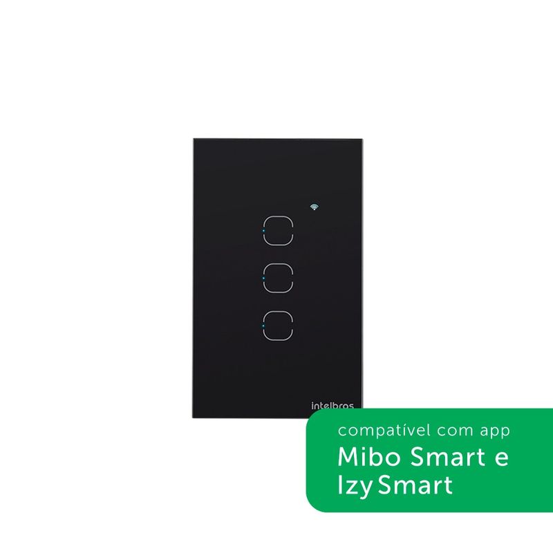Interruptor-Touch-Smart-Wi-Fi-3-Teclas-EWS-1003-Preto-Intelbras