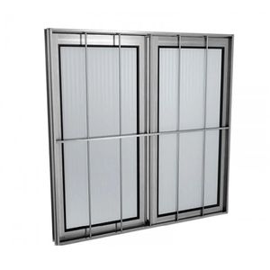 Janela De Correr 100X150 Com Grade 2 Folhas Vidro Natural Canelado Líder Esquadrias