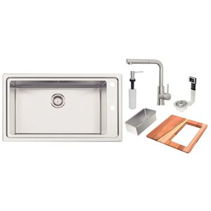Cuba de Sobrepor 86x50cm Square em Aço Inox com Acessórios Tramontina
