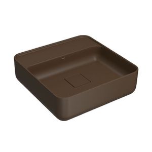 Cuba de Apoio Quadrada 40cm com Mesa Slim Marrom Fosco Deca