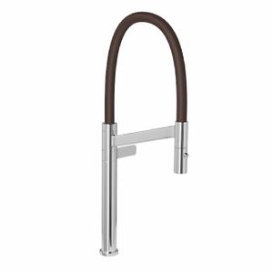Toneira De Mesa Para Cozinha Bica Alta Colore Cromado e Marrom Deca
