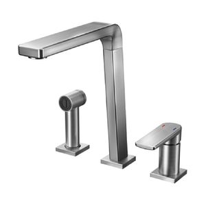 Misturador Monocomando para Cozinha de Mesa com Ducha Bistrô Grafite Escovado Docol