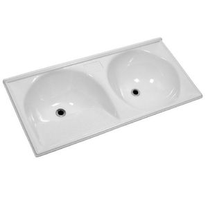 Tanque Mármore Sintético Duplo 112x53cm Branco Gelo Decoralita