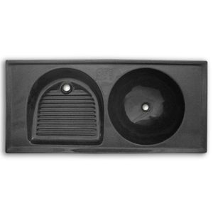 Tanque Duplo 120x55cm Classic Grafite Granitado Fort Mármore