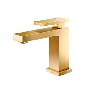 Misturador Monocomando para Lavatório de Mesa Bica Baixa New Edge Ouro Escovado Docol