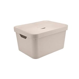 Caixa Organizadora 32L com Tampa Cube Bege Martiplast - OU