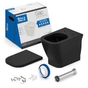 Kit Bacia Convencional com Assento Termofixo Gap Black Matte Roca