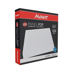 Painel Led de Sobrepor Quadrado 22x22cm 18w 6500k Branco Avant