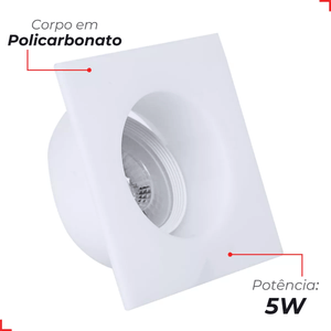 Spot Led Recuado 5w Embutir Quadrado 2700k 110v 220v Branco