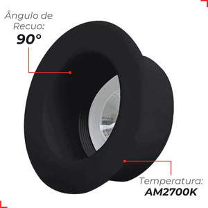 Spot Led Recuado 5w Embutir Redondo 2700k 110v 220v Preto