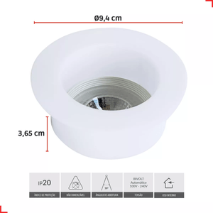 Spot Led Recuado 5w Embutir Redondo 2700k 110v 220v Branco Avant