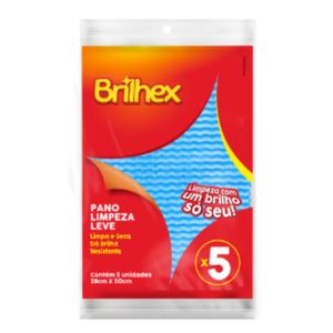 Pano Limpeza Leve 28x50cm Azul Com 5 Unidades Brilhex