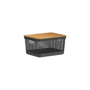 Cesto Organizador Grid 8L com Tampa de Bambu Martiplast - OU