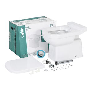 Kit de Bacia Convencional Branco Assento Softclose e itens de instalação Celite
