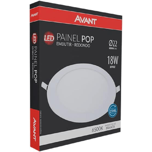 LED Painel Pop de Embutir 18W Bivolt Redondo Branco Avant