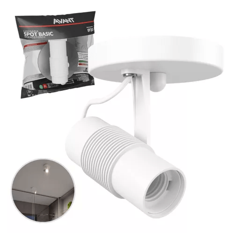 Spot De Sobrepor Basic Para 1 Lampada Branco Base E27 Avant.png