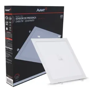 Painel led Plafon Pop Sensor Embutir 24w 6500k Branco Frio 29cm 110v/220v Bivolt Quadrado Avant