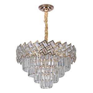 Lustre Dourado Com Cristais Transparente 50cm Nitrolux