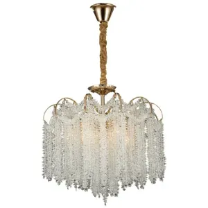 Lustre Com Cristais 9E14 37cm Dourado Nitrolux