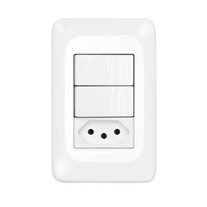 Conjunto 1 tomada e 2 interruptores Energia Simples 10A 4x2 Pial Pop Legrand
