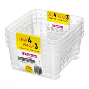 Conjunto Cesto Plastico 746ml Branco Sanremo