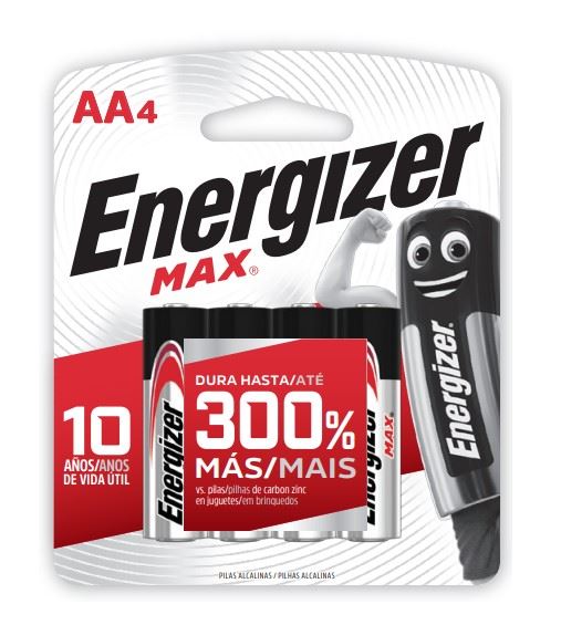 Pilha Alcalina Pequena Energizer AA 4 Unidades Max